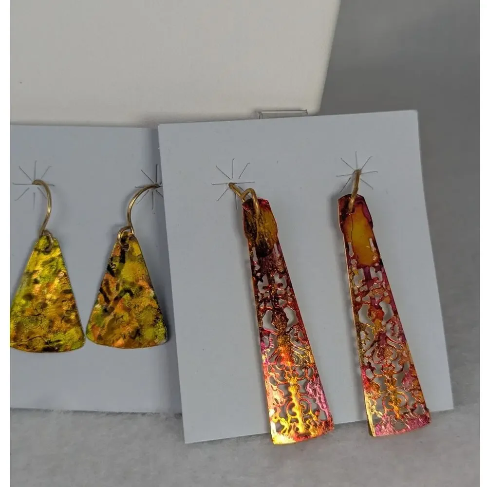 6 prs earrings Magic metals painted aluminum lightweight dangle french wires NWT